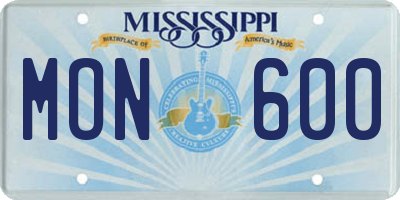MS license plate MON600