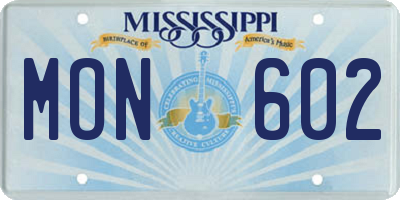 MS license plate MON602