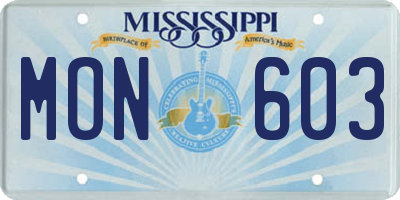 MS license plate MON603