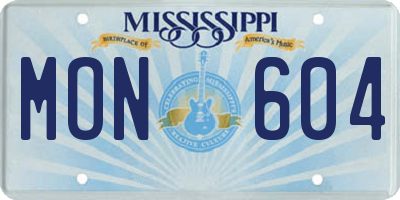 MS license plate MON604