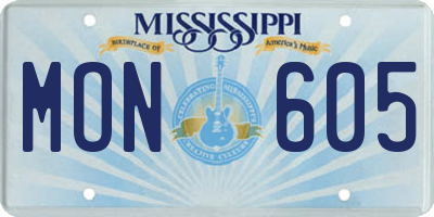 MS license plate MON605