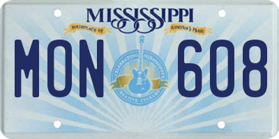 MS license plate MON608