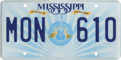 MS license plate MON610