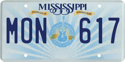 MS license plate MON617