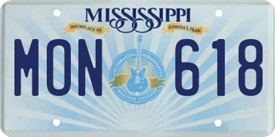 MS license plate MON618