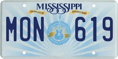 MS license plate MON619