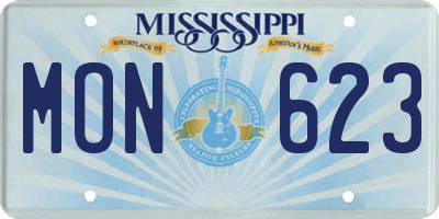 MS license plate MON623