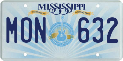 MS license plate MON632