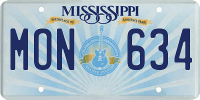 MS license plate MON634