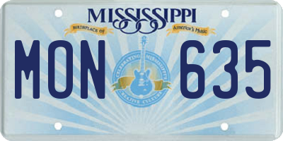 MS license plate MON635