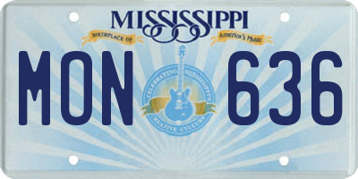 MS license plate MON636