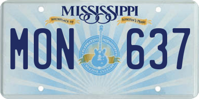 MS license plate MON637