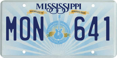 MS license plate MON641