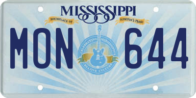 MS license plate MON644