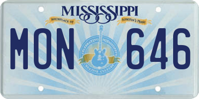 MS license plate MON646