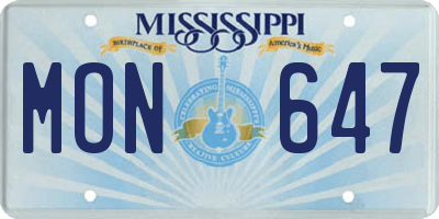 MS license plate MON647