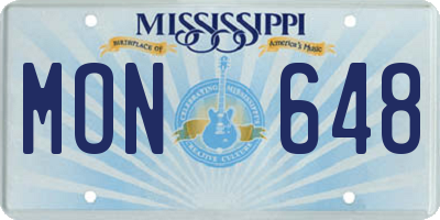 MS license plate MON648