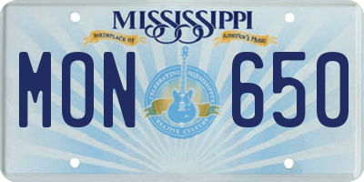 MS license plate MON650