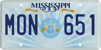 MS license plate MON651