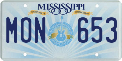 MS license plate MON653