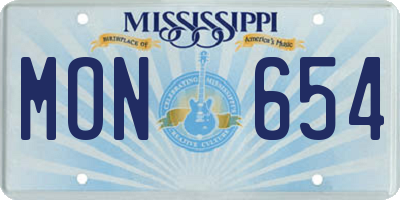 MS license plate MON654