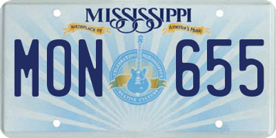 MS license plate MON655