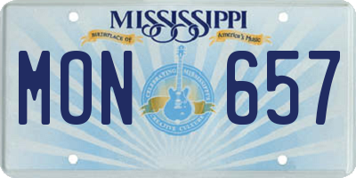 MS license plate MON657