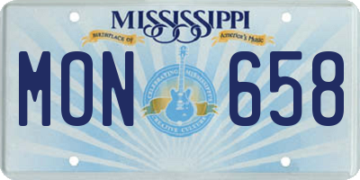 MS license plate MON658