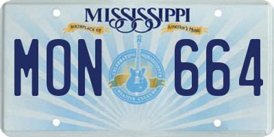 MS license plate MON664