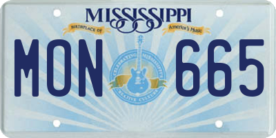 MS license plate MON665