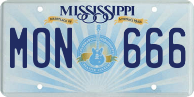 MS license plate MON666