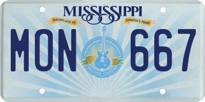 MS license plate MON667