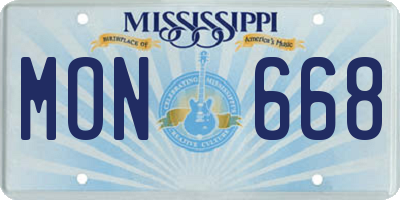 MS license plate MON668