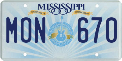 MS license plate MON670