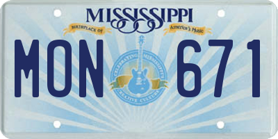 MS license plate MON671