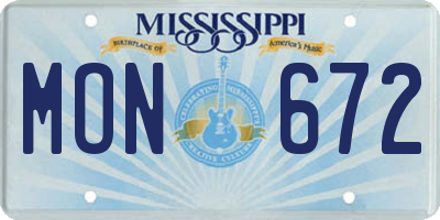 MS license plate MON672