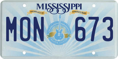 MS license plate MON673