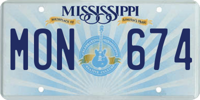 MS license plate MON674