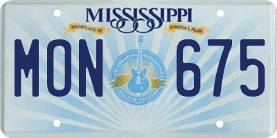 MS license plate MON675