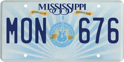 MS license plate MON676