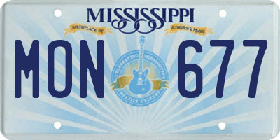 MS license plate MON677