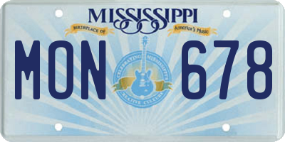 MS license plate MON678