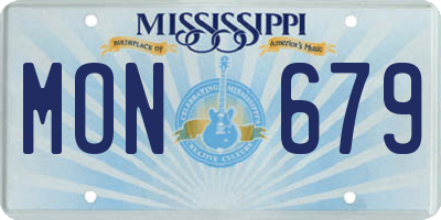 MS license plate MON679