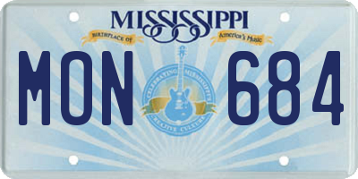 MS license plate MON684