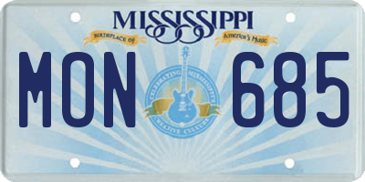 MS license plate MON685