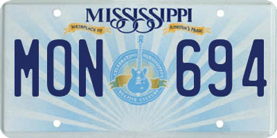 MS license plate MON694
