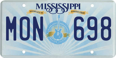 MS license plate MON698