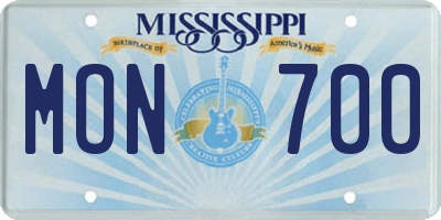 MS license plate MON700