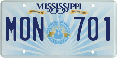 MS license plate MON701