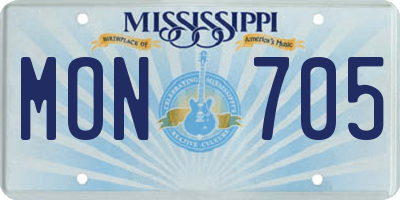 MS license plate MON705